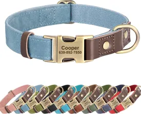 Personalized Dog Collars, Custom Soft PU Leather Dog Collar with Pet Name and Phone Number for Small Dogs, Adjustable and Durable Pet Collars with Quick Release Metal Buckle,S(10-15")