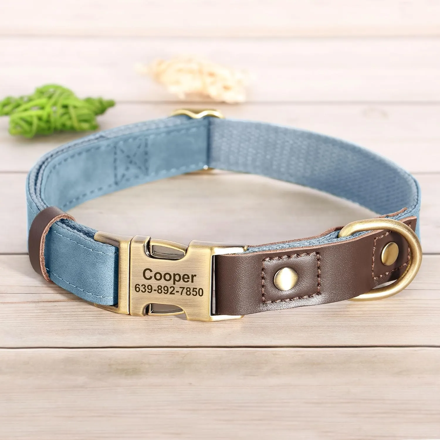 Personalized Dog Collars, Custom Soft PU Leather Dog Collar with Pet Name and Phone Number for Small Dogs, Adjustable and Durable Pet Collars with Quick Release Metal Buckle,S(10-15")