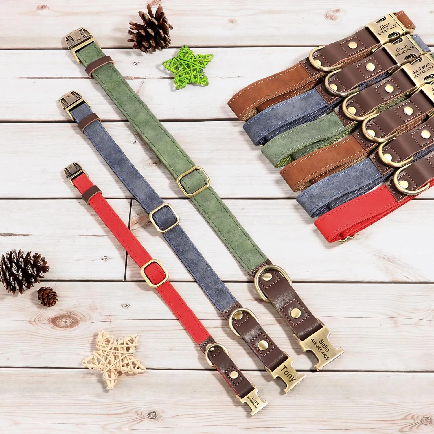 Personalized Dog Collars, Custom Soft PU Leather Dog Collar with Pet Name and Phone Number for Small Dogs, Adjustable and Durable Pet Collars with Quick Release Metal Buckle,S(10-15")