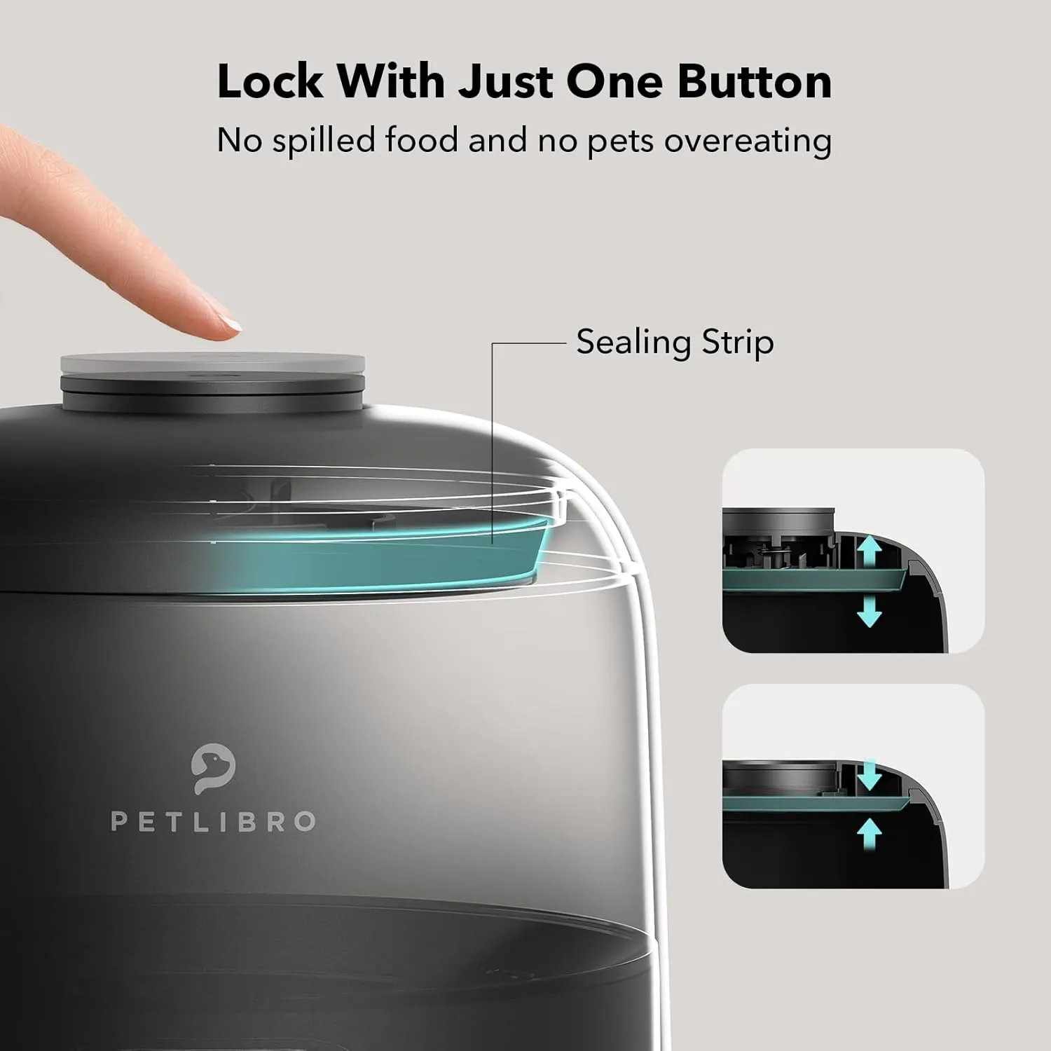 PETLIBRO Automatic Cat Feeder, Cat Food Dispenser Battery-Operated with 180-Day Battery Life, AIR Timed Pet Feeder for Cats & Dogs, 2L Auto Cats Feeder, Black