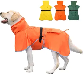 Reflective Dog Raincoat Waterproof Adjustable Dog Hooded Poncho Raincoat for Medium Large Dogs, Lightweight Pet Rain Jacket(Orange, 7XL)