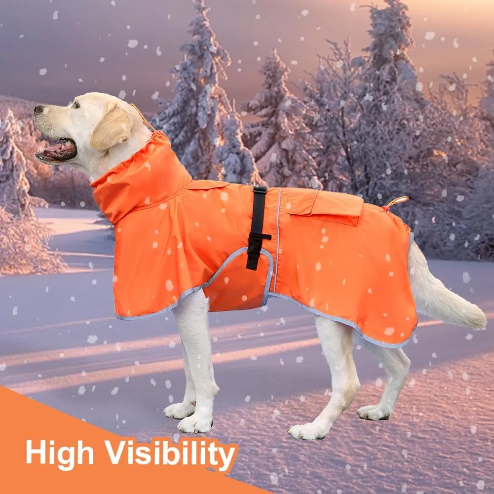 Reflective Dog Raincoat Waterproof Adjustable Dog Hooded Poncho Raincoat for Medium Large Dogs, Lightweight Pet Rain Jacket(Orange, 7XL)