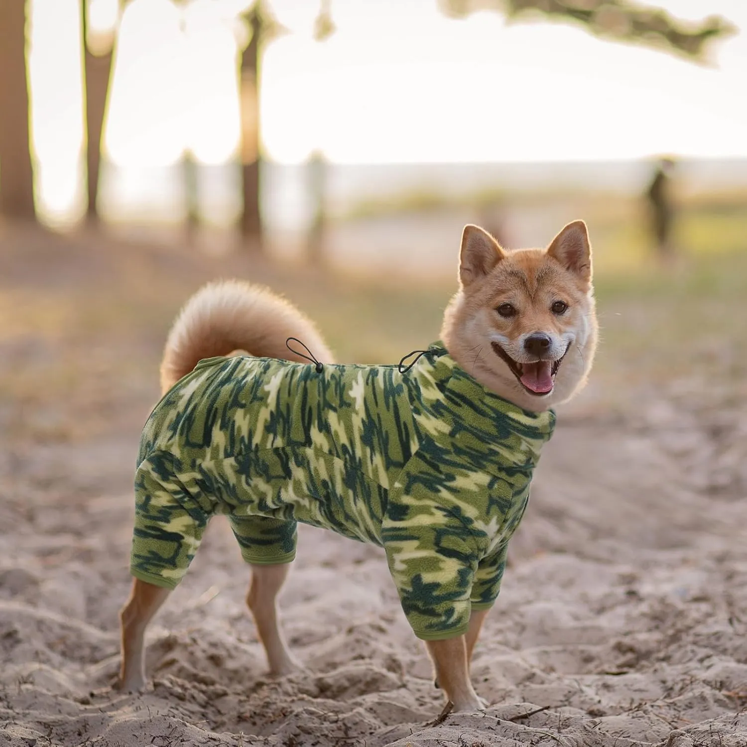 ROZKITCH Dog Winter Coat Soft Fleece Pullover Pajamas, Pet Windproof Warm Cold Weather Jacket Vest with Luminous Zipper, Jumpsuit Apparel Outfit Clothes for Small Medium Large Dog Camo 2XS