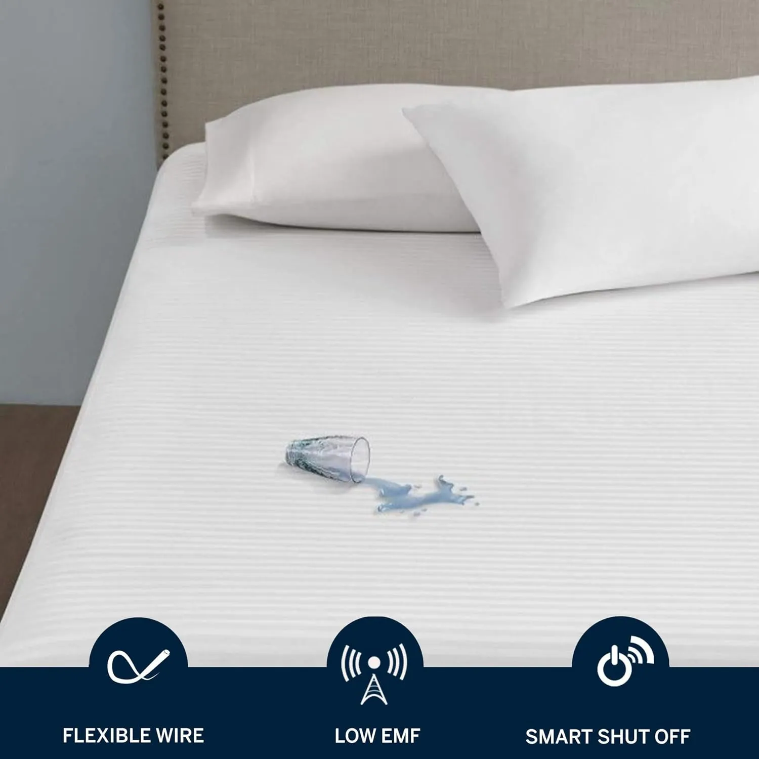 Serta Waterproof Heated Mattress Pad - Electric Bed Warmer with 10 Heat Settings, Auto Shut Off Timer, ETL Certified Electric Mattress Pad, Elastic Deep Pocket, Machine Washable, White King