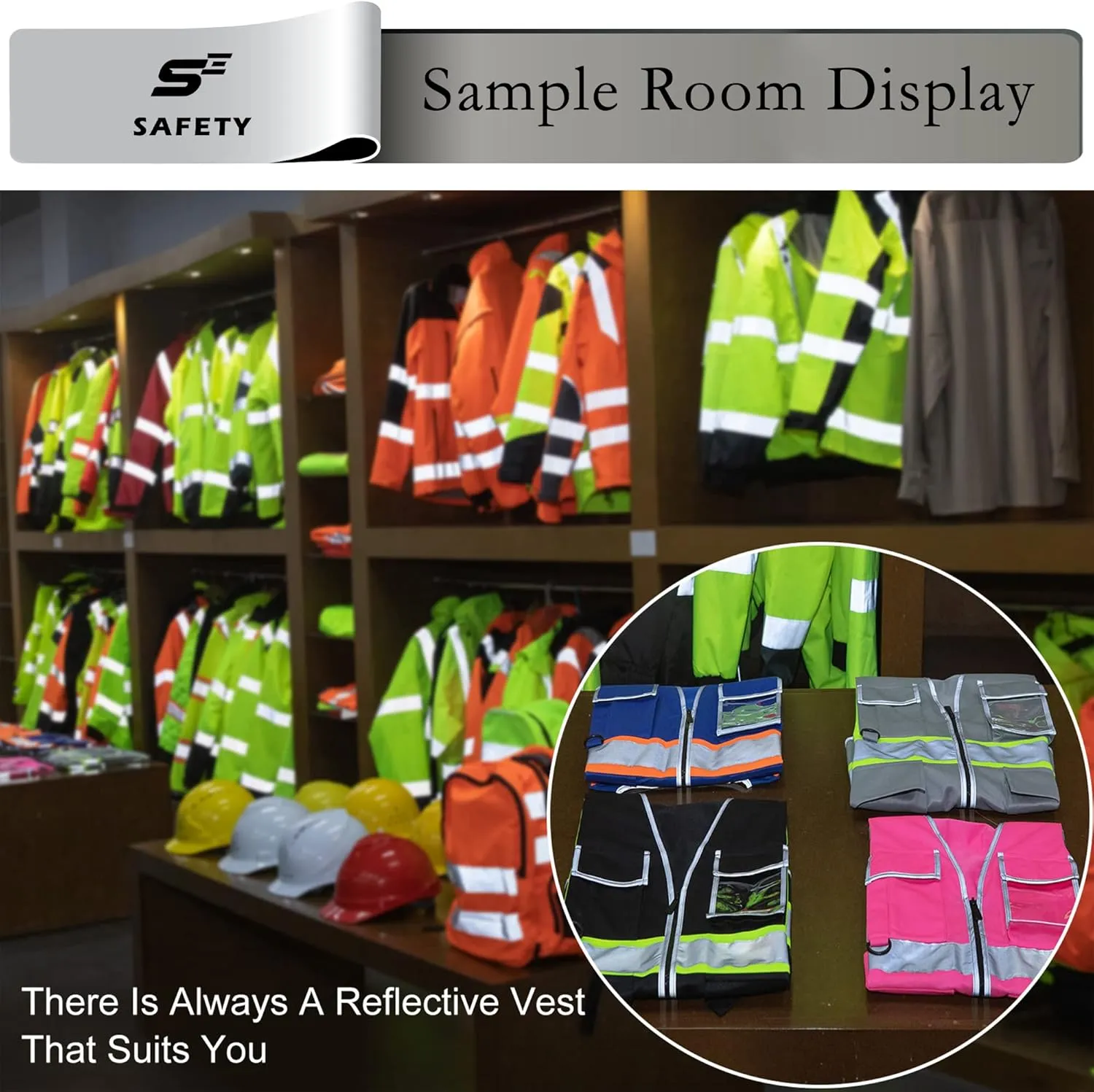 sesafety Reflective Safety Vest with Pockets and Zipper, High Visibility Construction Vest, Hi Vis Vest, Black, 2XL