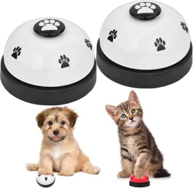 SlowTon Dog Doorbells, 2 Pack Metal Bell Dog Training with Non Skid Rubber Bottoms Dog Door Bell for Potty Training Clear Ring Pet Tool Communication Device for Small Dogs Cats (White White)