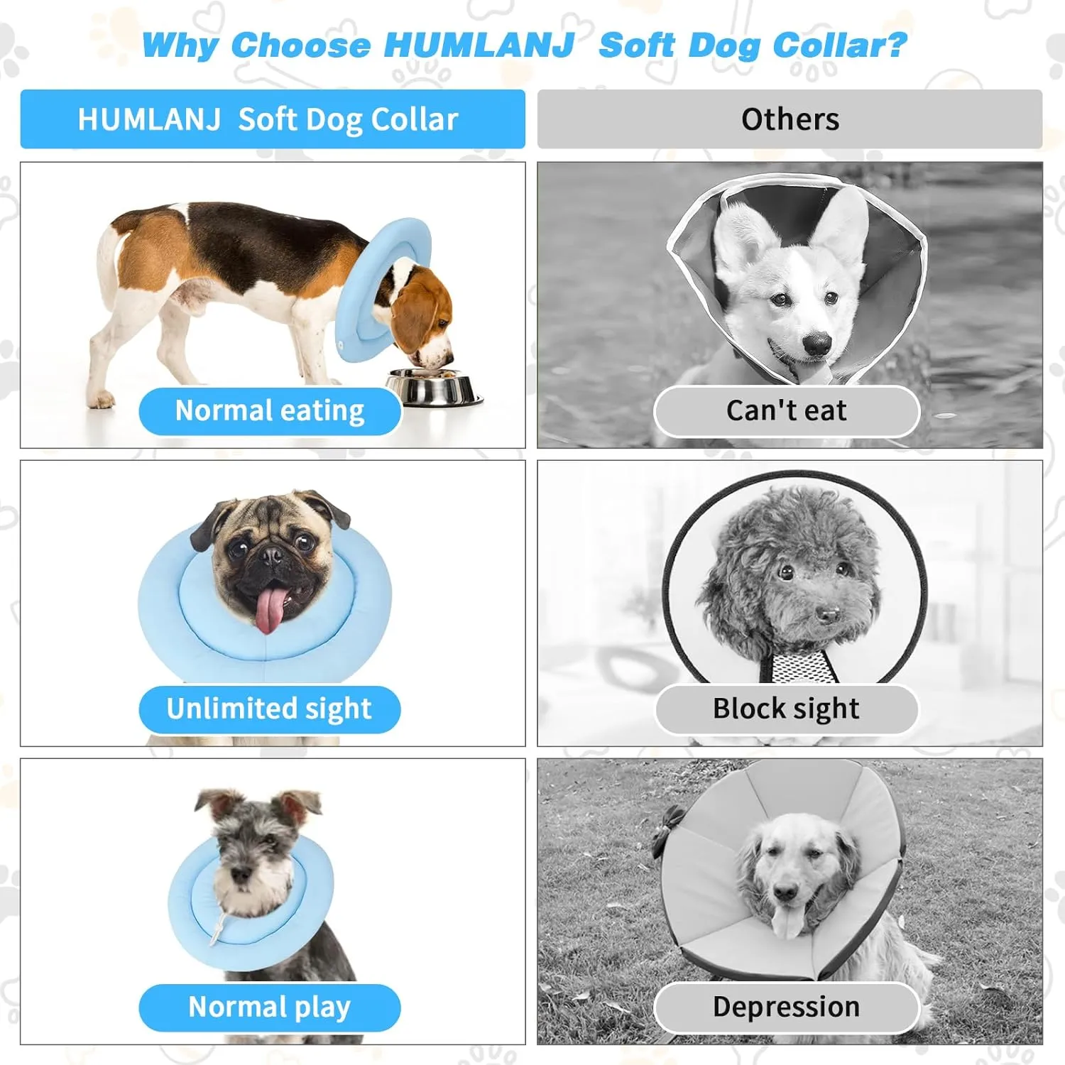 Soft Dog Cone Alternative After Surgery, Comfortable Adjustable Dog Recovery Collars & Cones, Waterproof Elizabethan Donut Collar for Small Dogs to Stop Licking