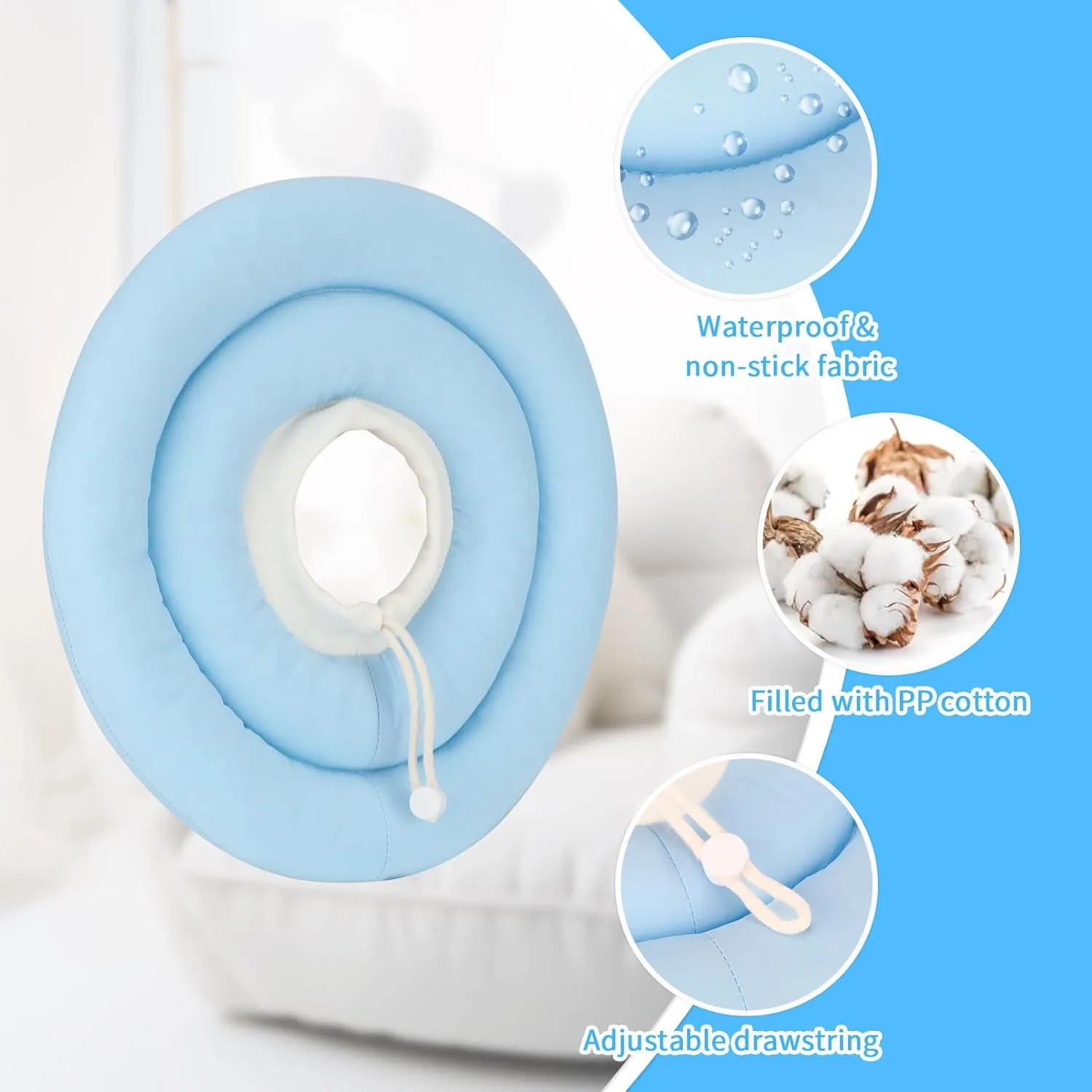 Soft Dog Cone Alternative After Surgery, Comfortable Adjustable Dog Recovery Collars & Cones, Waterproof Elizabethan Donut Collar for Small Dogs to Stop Licking