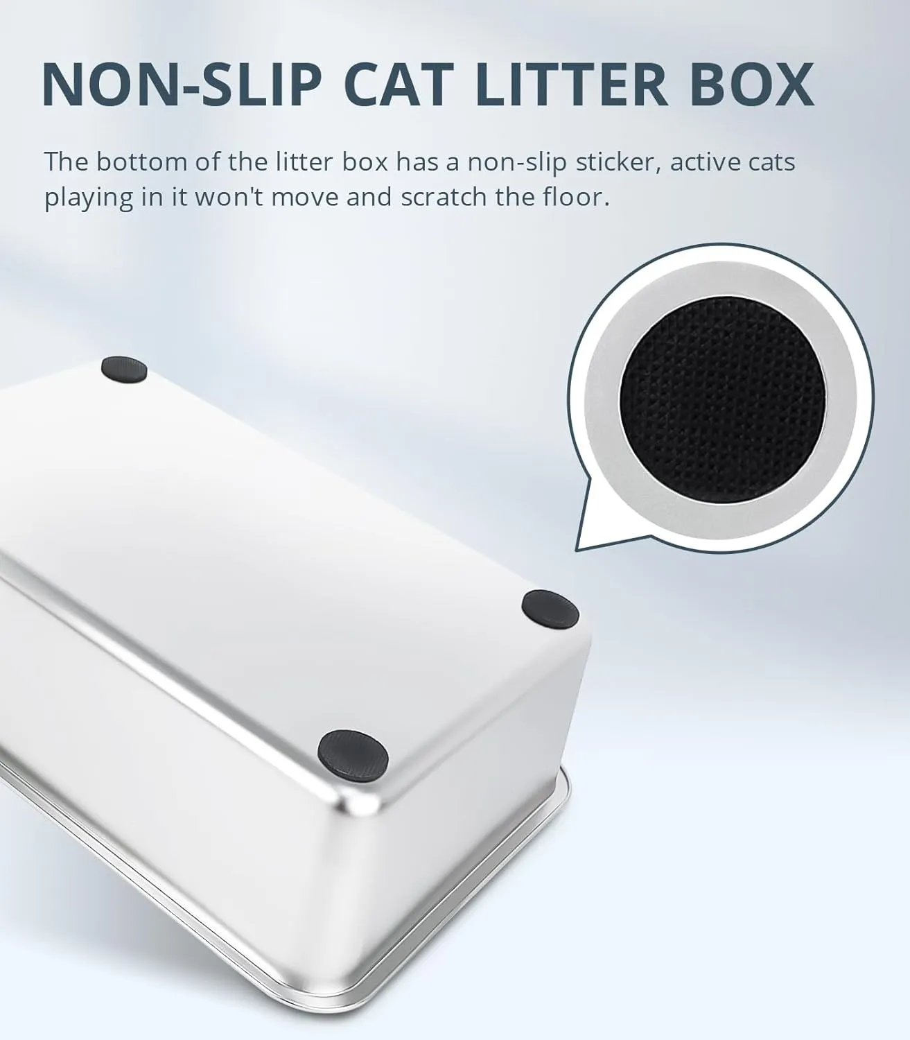 Stainless Steel Cat Litter Box, 4in Shallow Litter Box for Senior Cats and Kittens, Extra Large Metal Litter Pan Nonstick Odor Control Anti-Corrosion