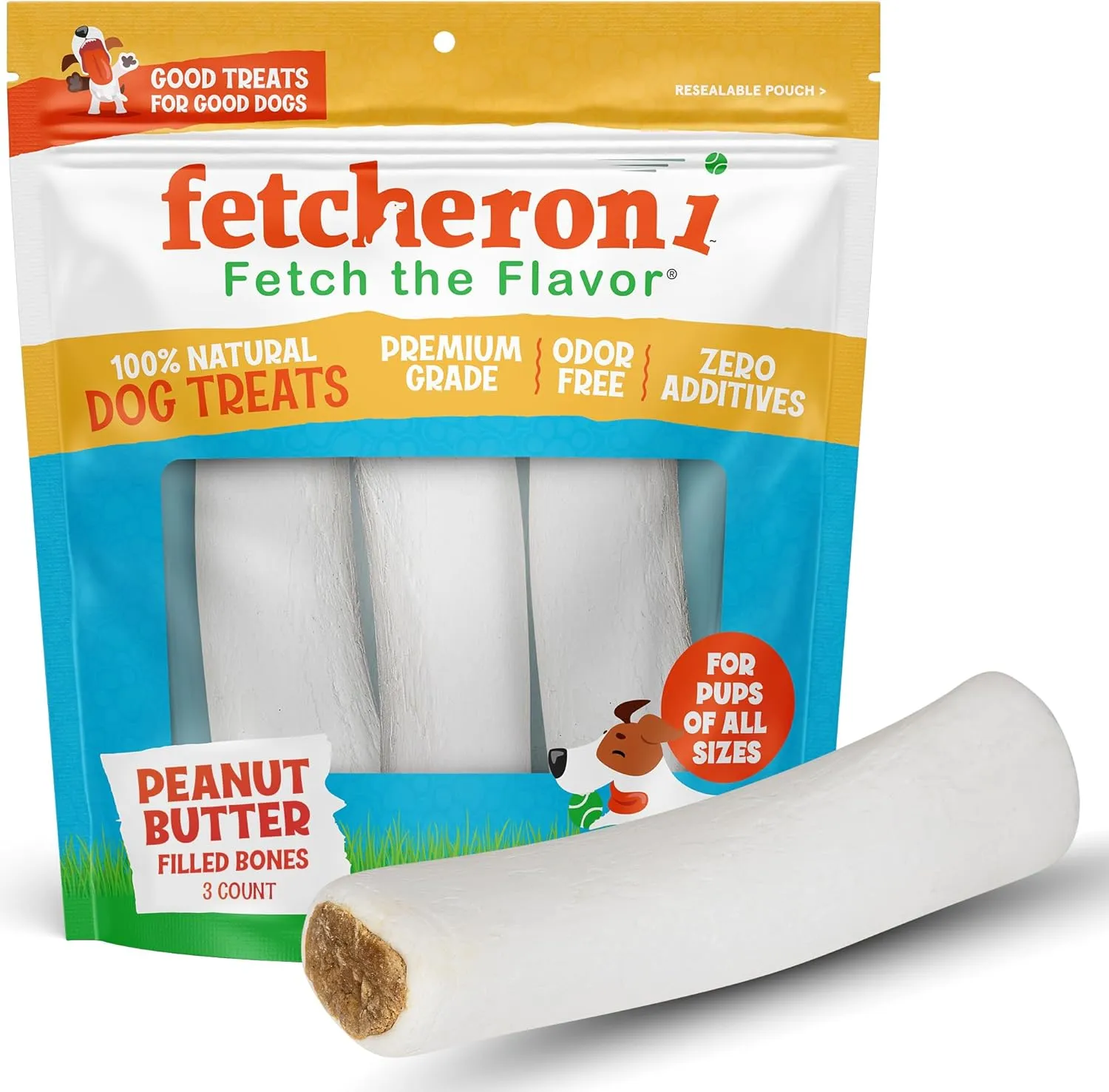 Stuffed Shin Bones for Dogs - Peanut Butter Flavor - 5-6 Inch Dental Chews - Filled Bone Treats for All Ages - Highly Digestible, High Protein - for Small, Medium and Large Pets - 3 Pack