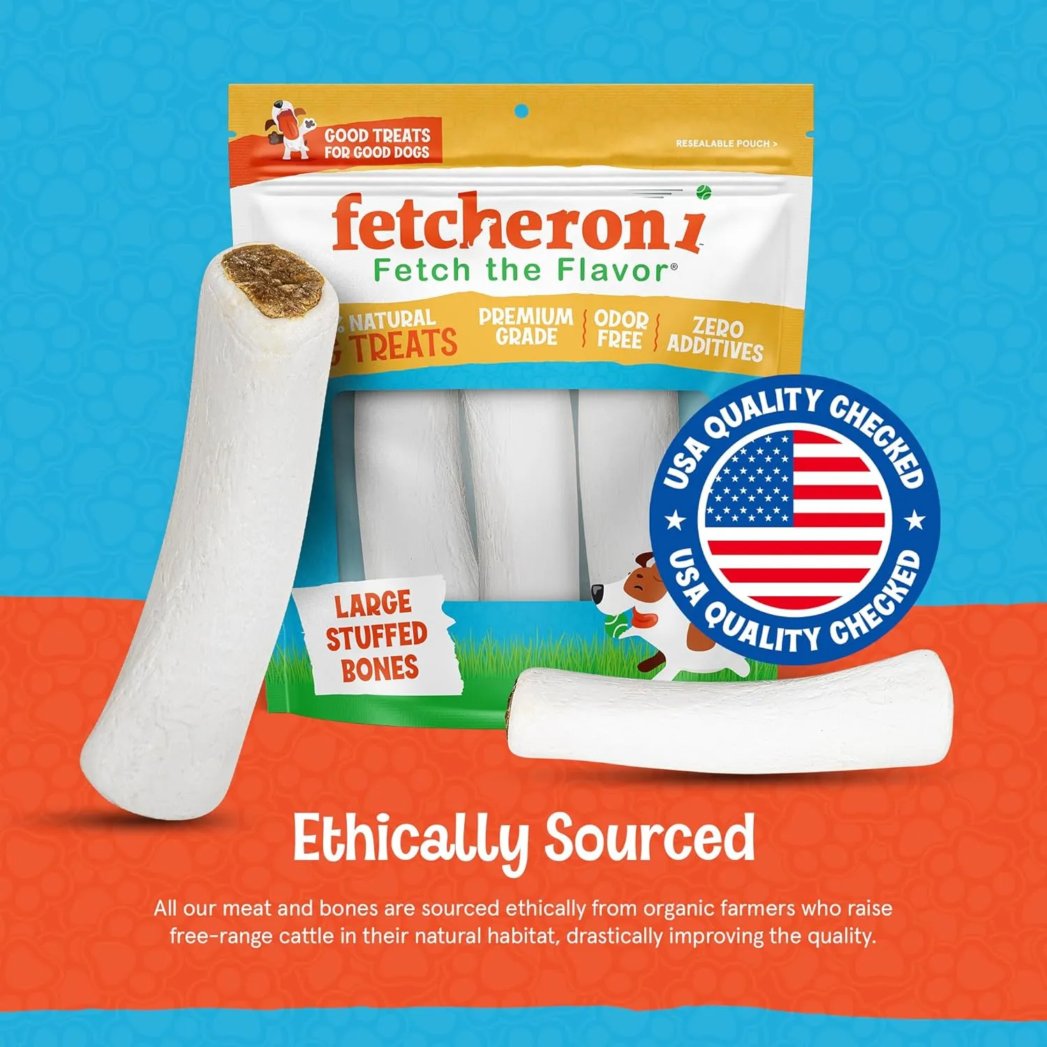 Stuffed Shin Bones for Dogs - Peanut Butter Flavor - 5-6 Inch Dental Chews - Filled Bone Treats for All Ages - Highly Digestible, High Protein - for Small, Medium and Large Pets - 3 Pack