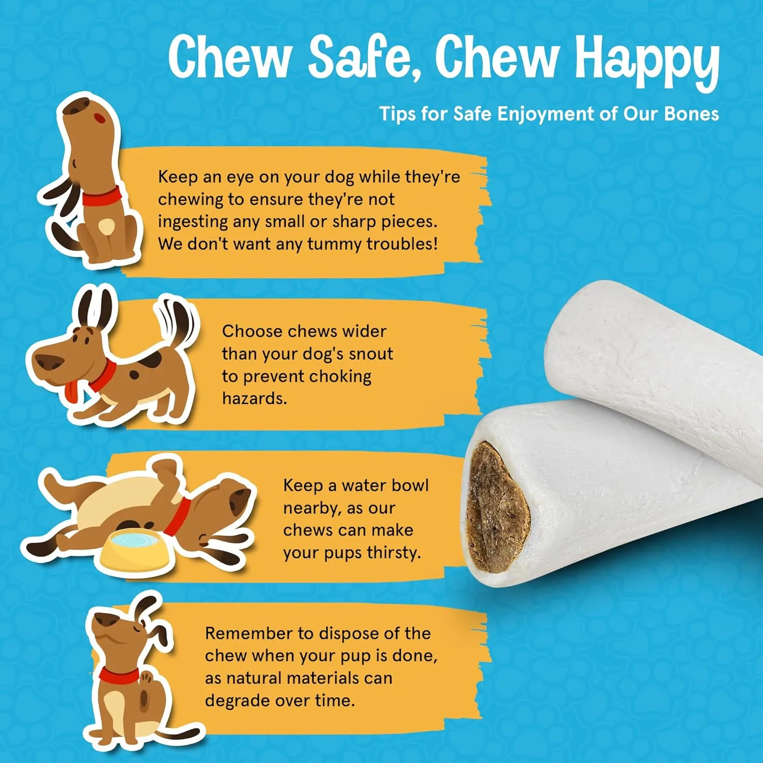 Stuffed Shin Bones for Dogs - Peanut Butter Flavor - 5-6 Inch Dental Chews - Filled Bone Treats for All Ages - Highly Digestible, High Protein - for Small, Medium and Large Pets - 3 Pack