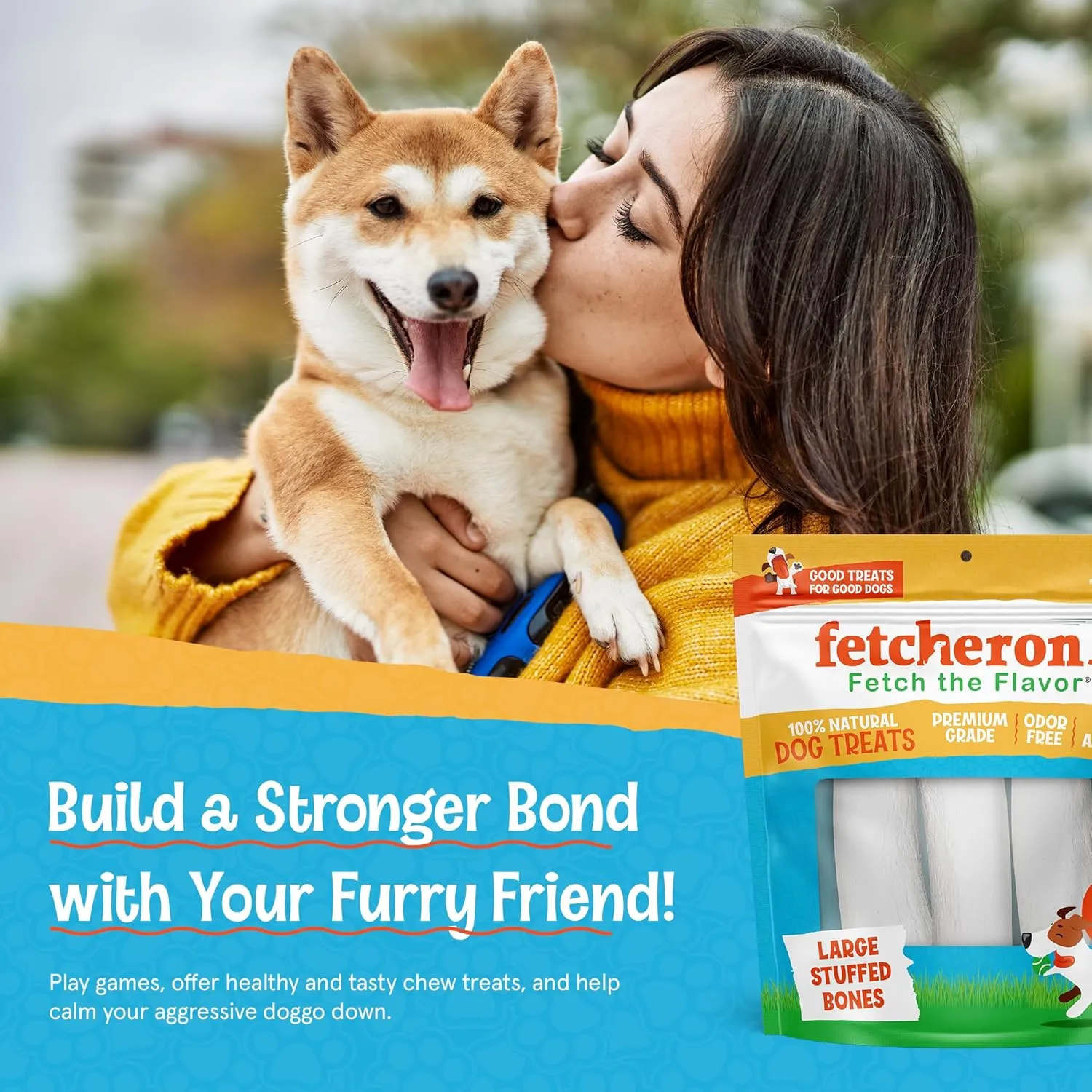 Stuffed Shin Bones for Dogs - Peanut Butter Flavor - 5-6 Inch Dental Chews - Filled Bone Treats for All Ages - Highly Digestible, High Protein - for Small, Medium and Large Pets - 3 Pack