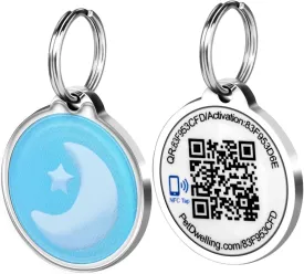 Symbols NFC & QR Code Smart Dog ID Tag - Easy Scanning, Instant Online Profile Access, Real-Time Scan Location Alerts(NFC.Nature-Moon)
