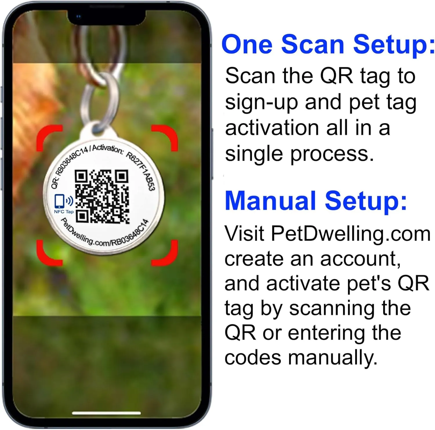 Symbols NFC & QR Code Smart Dog ID Tag - Easy Scanning, Instant Online Profile Access, Real-Time Scan Location Alerts(NFC.Nature-Moon)