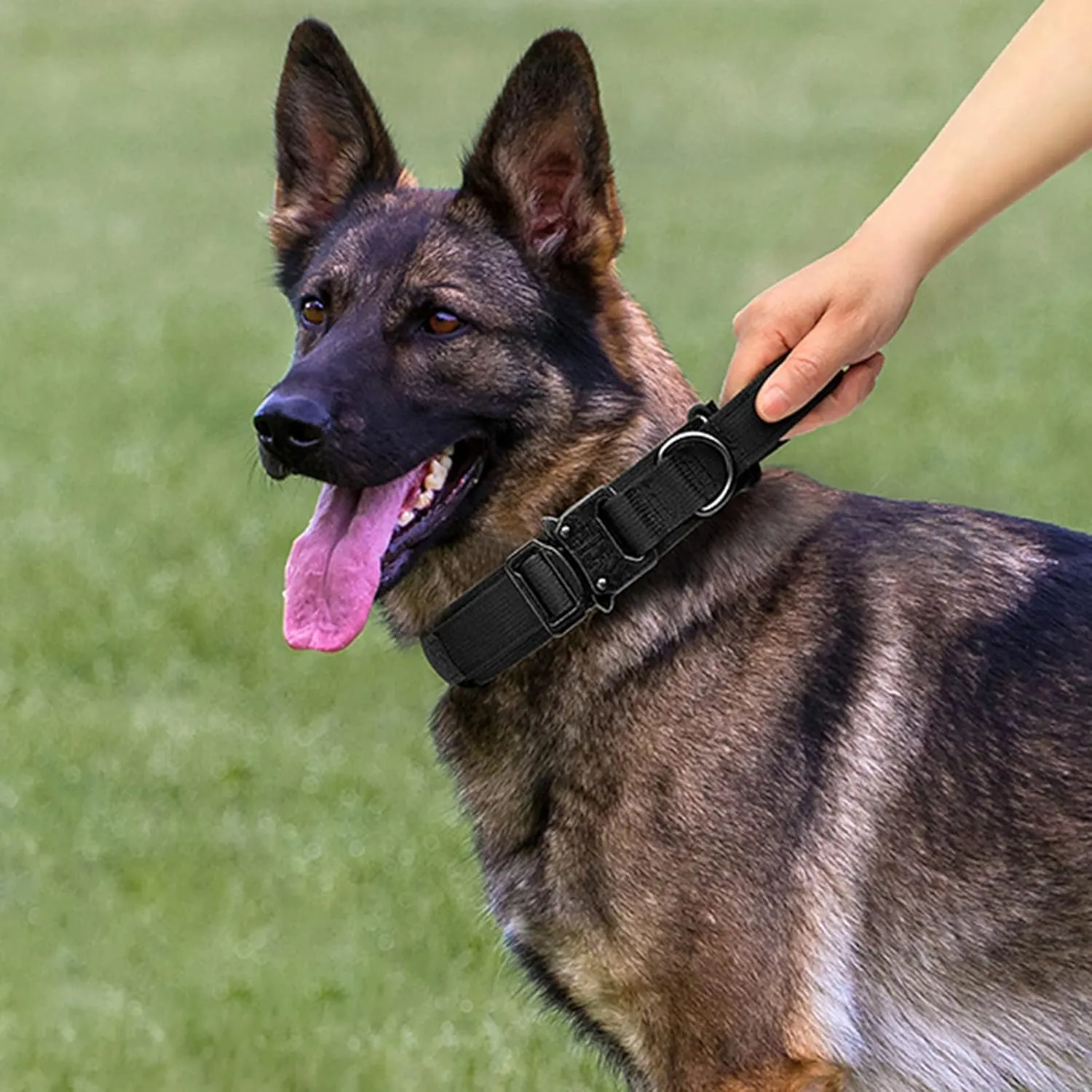 Tactical Dog Collar and Leash Set Adjustable Military Heavy Duty Dog Collar with Handle and Metal Buckle for Medium and Large Dogs (XL, Black)
