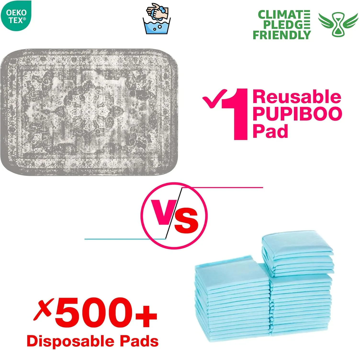Washable Pee Pads for Dogs - Super Absorbent Reusable Puppy Training Pads - 100% Waterproof, Leak-Proof & Non-Slip