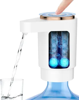 Water Bottle Pump, Portable Electric Water Dispenser Pump for 5 Gallon Bottles - USB Charging, Automatic Switch, Rechargeable Battery for Home Kitchen Room Camping