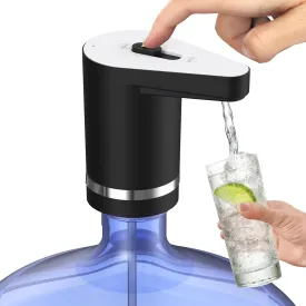 Water Dispenser for 5 Gallon Bottle, Electric Water Pump for Gallon Bottle, Rechargeable Water Pump for 5 Gallon Jug, Portable Water Dispenser, Panda-Black